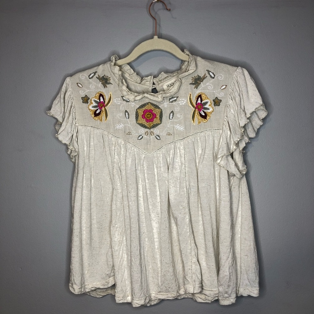 ROOLEE Women’s Beige Blouse Floral Size M